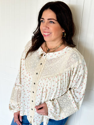 The Garden Eyelet Knit Blouse - 110 Blouses - The Farmhouse