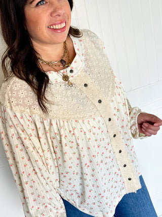 The Garden Eyelet Knit Blouse - 110 Blouses - The Farmhouse