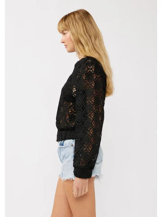 The Garden Stitch Bomber Jacket, Black - 150 Kimonos + Cardigans - The Farmhouse