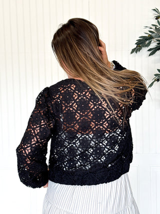 The Garden Stitch Bomber Jacket, Black - 150 Kimonos + Cardigans - The Farmhouse
