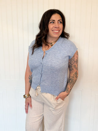 The Hadley Unfinished Hem Knit, Light Teal - 100 Casual Tops - The Farmhouse