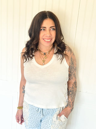 The Hidden Stars Rib Knit Tank, Ivory - 130 Basics - The Farmhouse