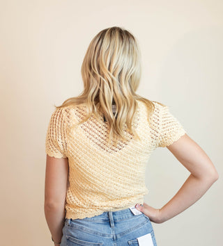 The Honeycomb Crochet Open Knit V-Neck Top - 150 Kimonos + Cardigans - The Farmhouse