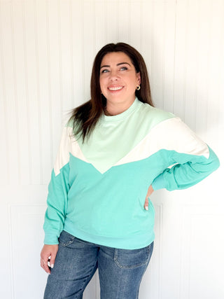 The Horizon Block Knit, Aqua - 140 Sweatshirts + Sweaters - The Farmhouse