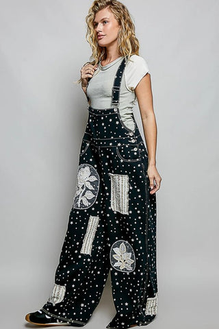 The Lace & Bloom Patchwork Overalls, Black Star - 180 One Piece Outfits - The Farmhouse