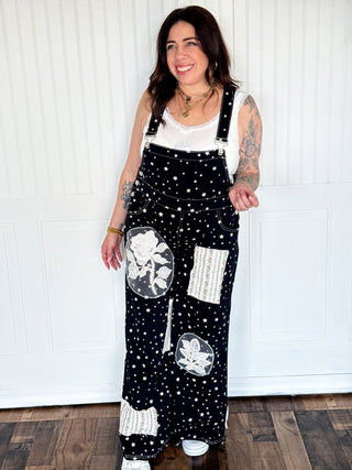The Lace & Bloom Patchwork Overalls, Black Star - 180 One Piece Outfits - The Farmhouse