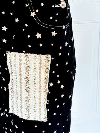 The Lace & Bloom Patchwork Overalls, Black Star - 180 One Piece Outfits - The Farmhouse