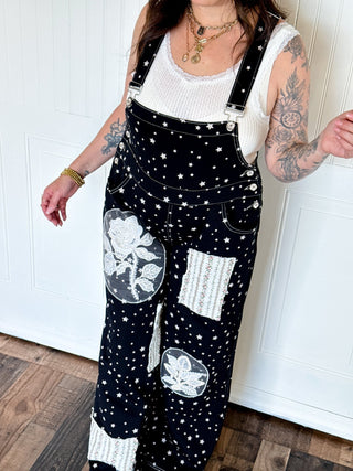 The Lace & Bloom Patchwork Overalls, Black Star - 180 One Piece Outfits - The Farmhouse