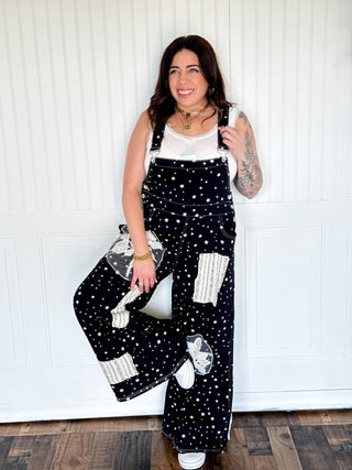 The Lace & Bloom Patchwork Overalls, Black Star - 180 One Piece Outfits - The Farmhouse