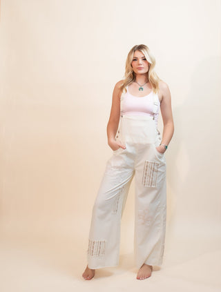 The Lace & Bloom Patchwork Overalls, Natural - 180 One Piece Outfits - The Farmhouse