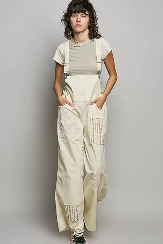 The Lace & Bloom Patchwork Overalls, Natural - 180 One Piece Outfits - The Farmhouse