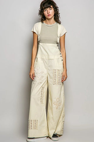 The Lace & Bloom Patchwork Overalls, Natural - 180 One Piece Outfits - The Farmhouse