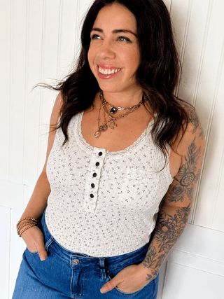 The Lace Edge Everyday Tank, Blush Floral - 110 Blouses - The Farmhouse