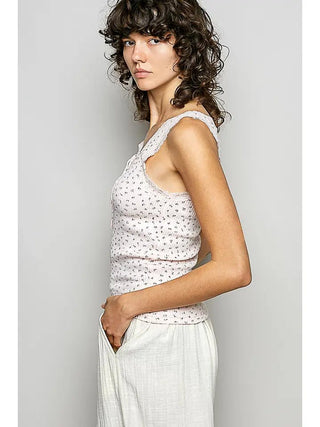 The Lace Edge Everyday Tank, Blush Floral - 110 Blouses - The Farmhouse