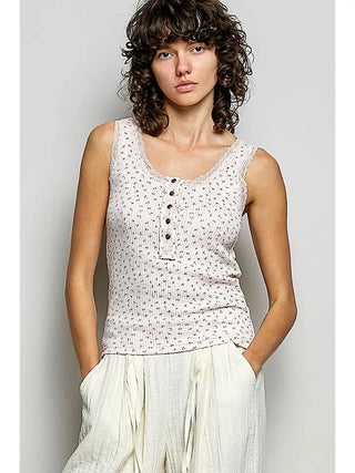 The Lace Edge Everyday Tank, Blush Floral - 110 Blouses - The Farmhouse