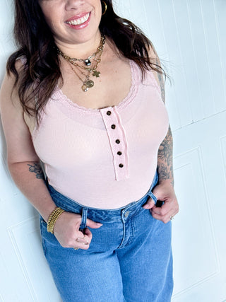 The Lace Edge Everyday Tank, Soft Pink - 110 Blouses - The Farmhouse