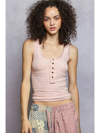 The Lace Edge Everyday Tank, Soft Pink - 110 Blouses - The Farmhouse