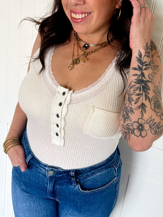 The Lace Line V - Neck Tank - 110 Blouses - The Farmhouse