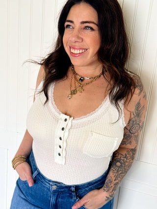The Lace Line V - Neck Tank - 110 Blouses - The Farmhouse