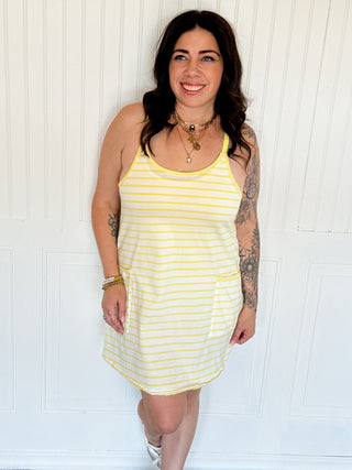 The Lemon Drop Layered Romper Dress - 250 Activewear + Lounge - The Farmhouse