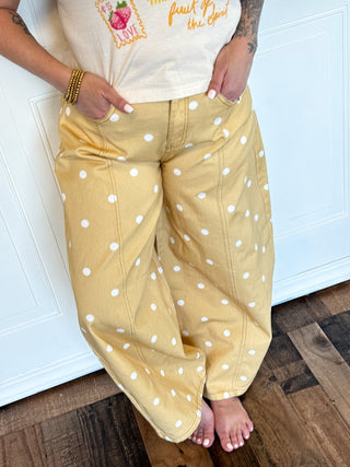 The Lemon Drop Polka Wide Pants - 240 Pants - The Farmhouse