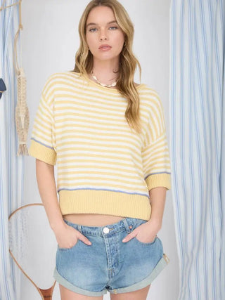 The Lemon Meringue Stripe Sweater - 140 Sweatshirts + Sweaters - The Farmhouse
