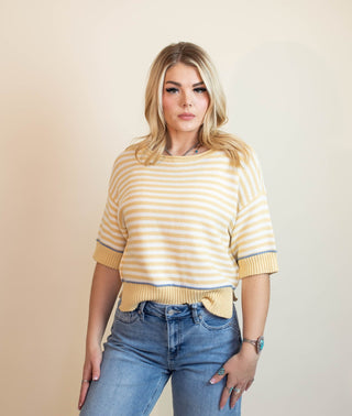 The Lemon Meringue Stripe Top - 140 Sweatshirts + Sweaters - The Farmhouse