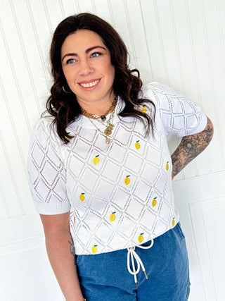 The Lemon Zest Embroidered Sweater - 100 Casual Tops - The Farmhouse