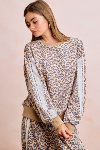 The Leopard Luxe Contrast Sweatshirt - 250 Activewear + Lounge - The Farmhouse