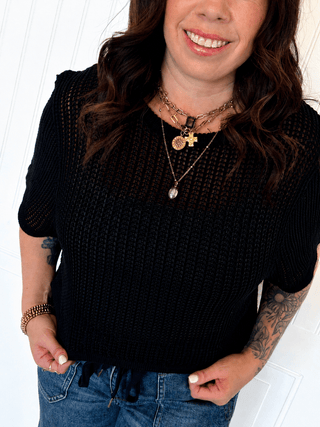 The Lightweight Layer Knit Shirt, Black - 110 Blouses - The Farmhouse