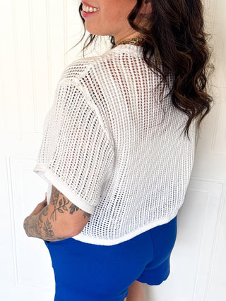 The Lightweight Layer Knit Shirt, White - 110 Blouses - The Farmhouse