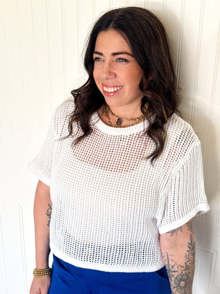 The Lightweight Layer Knit Shirt, White - 110 Blouses - The Farmhouse