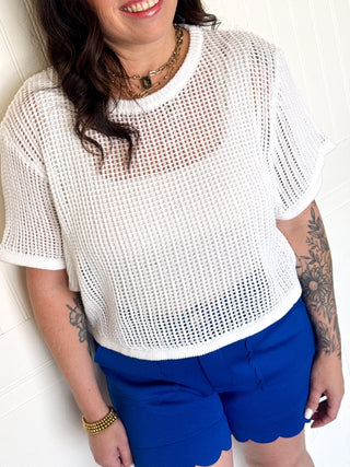 The Lightweight Layer Knit Shirt, White - 110 Blouses - The Farmhouse