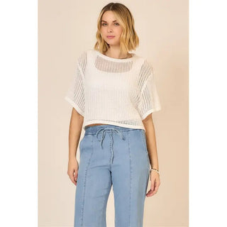 The Lightweight Layer Knit Shirt, White - 110 Blouses - The Farmhouse