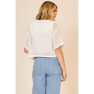 The Lightweight Layer Knit Shirt, White - 110 Blouses - The Farmhouse