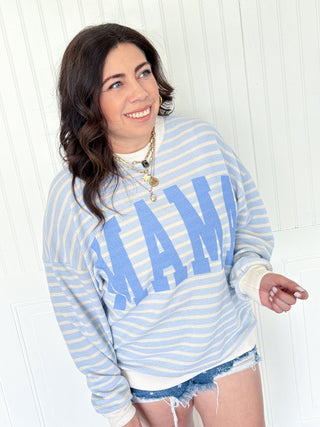 The Mama Cozy Stripe Pullover - 120 Graphic Tees - The Farmhouse