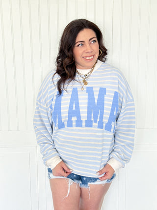 The Mama Cozy Stripe Pullover - 120 Graphic Tees - The Farmhouse