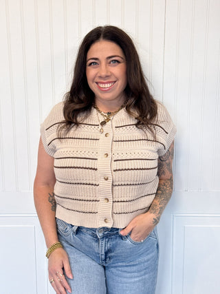 The Mixed Stripe Cozy Cardi - 100 Casual Tops - The Farmhouse