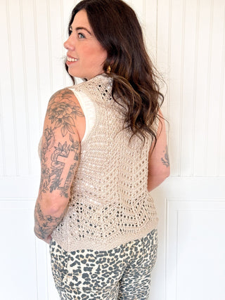 The Natural Weave Crochet Vest - 150 Kimonos + Cardigans - The Farmhouse