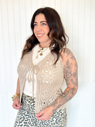 The Natural Weave Crochet Vest - 150 Kimonos + Cardigans - The Farmhouse