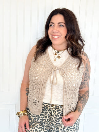 The Natural Weave Crochet Vest - 150 Kimonos + Cardigans - The Farmhouse