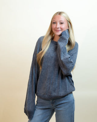 The Navy Ridge Ribbed Sweater - 100 Casual Tops - The Farmhouse