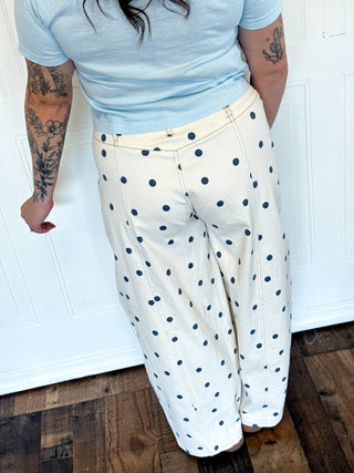 The Navy Sprinkle Barrel Pants - 240 Pants - The Farmhouse