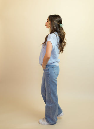 The Ocean Air Open Knit Top, Halogen Blue - 130 Basics - The Farmhouse
