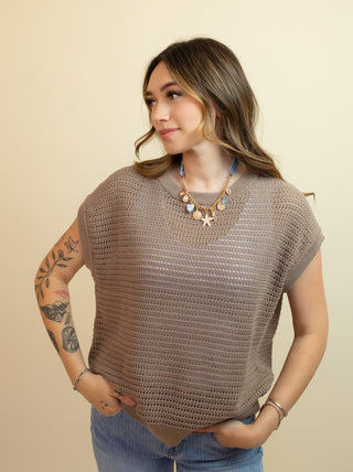 The Ocean Air Open Knit Top, Silken Taupe - 130 Basics - The Farmhouse