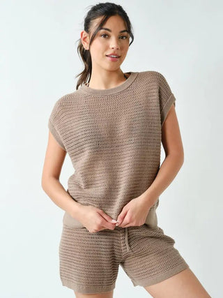 The Ocean Air Open Knit Top, Silken Taupe - 130 Basics - The Farmhouse