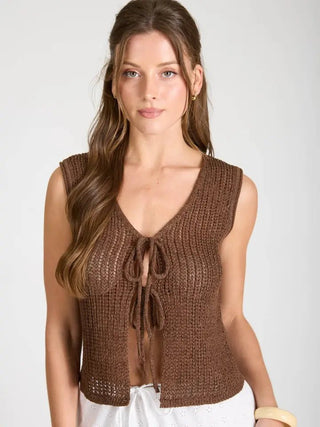 The Open Weave Front Tie Vest - 150 Kimonos + Cardigans - The Farmhouse