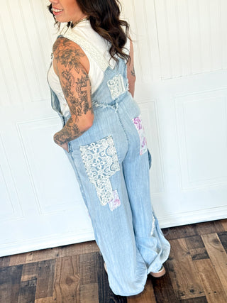 The Patchwork Petals Denim Overalls - 180 One Piece Outfits - The Farmhouse