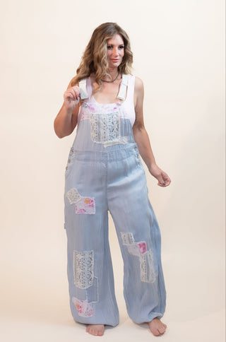 The Patchwork Petals Denim Overalls - 180 One Piece Outfits - The Farmhouse
