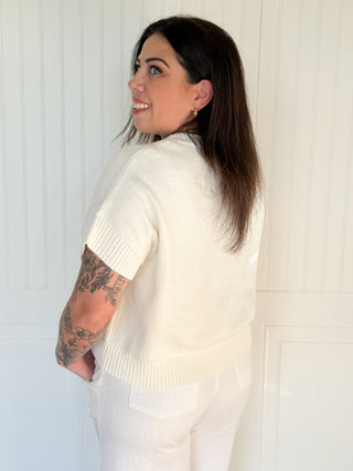 The Patriot Pup Short Sleeve Sweater - 100 Casual Tops - The Farmhouse
